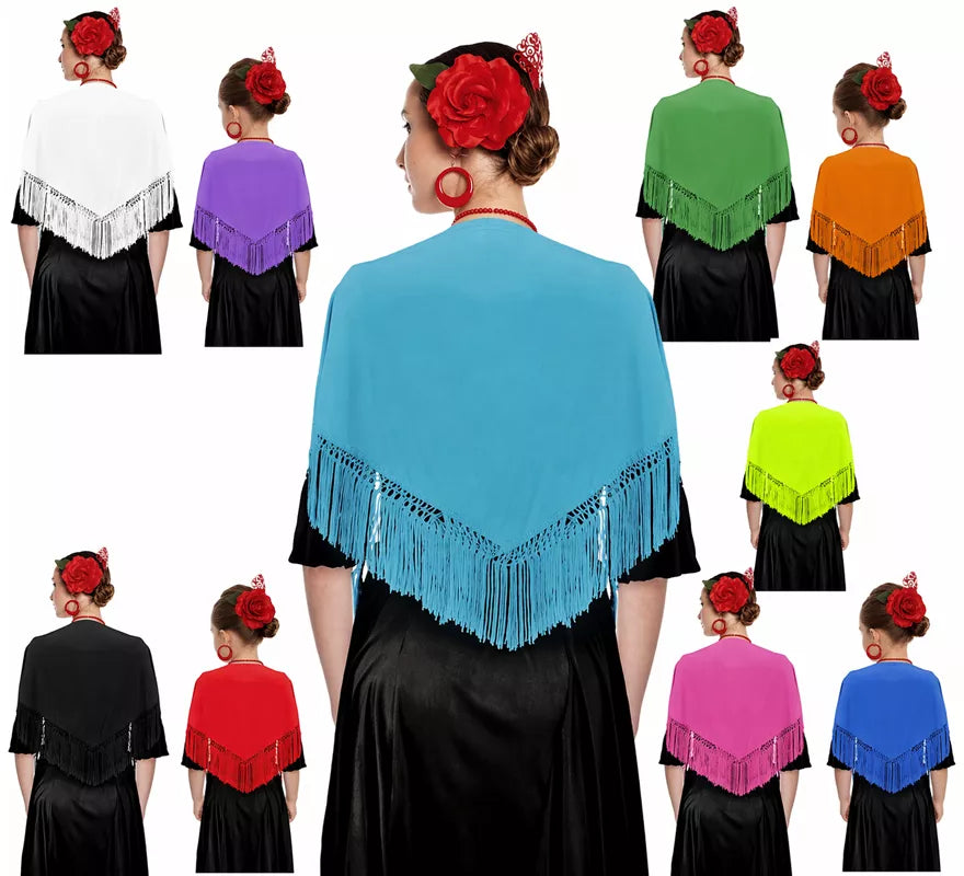 Translation missing: en.Mantón con flecos en varios colores de 120x45