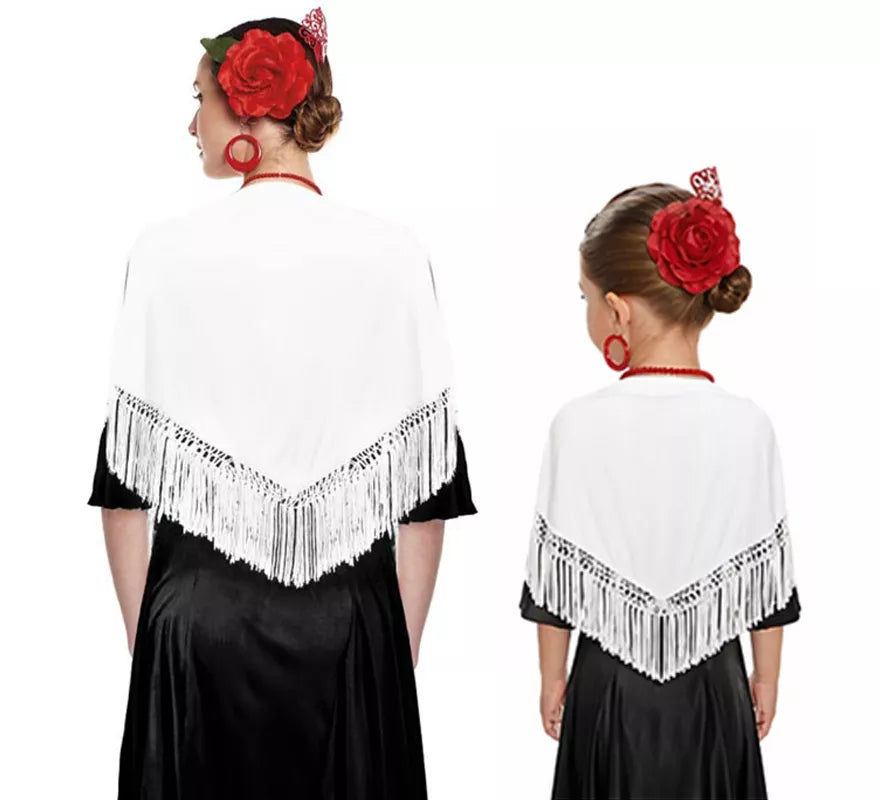 Mantón con flecos en varios colores de 120x45