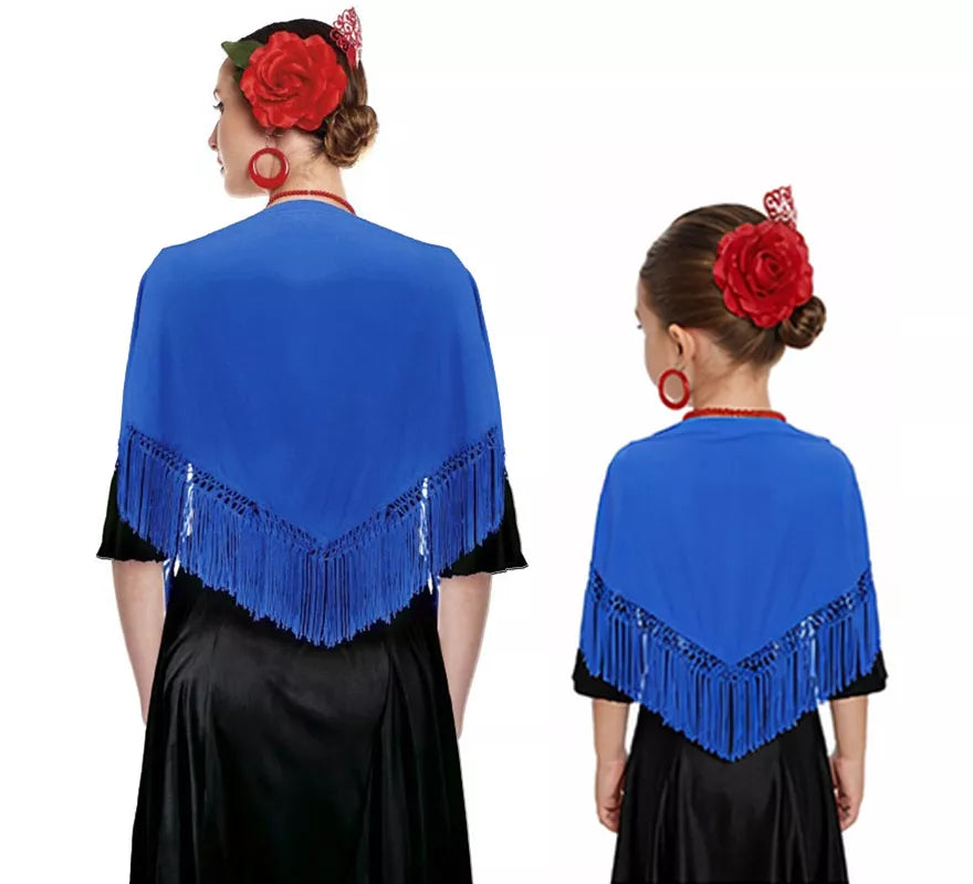 Mantón con flecos en varios colores de 120x45