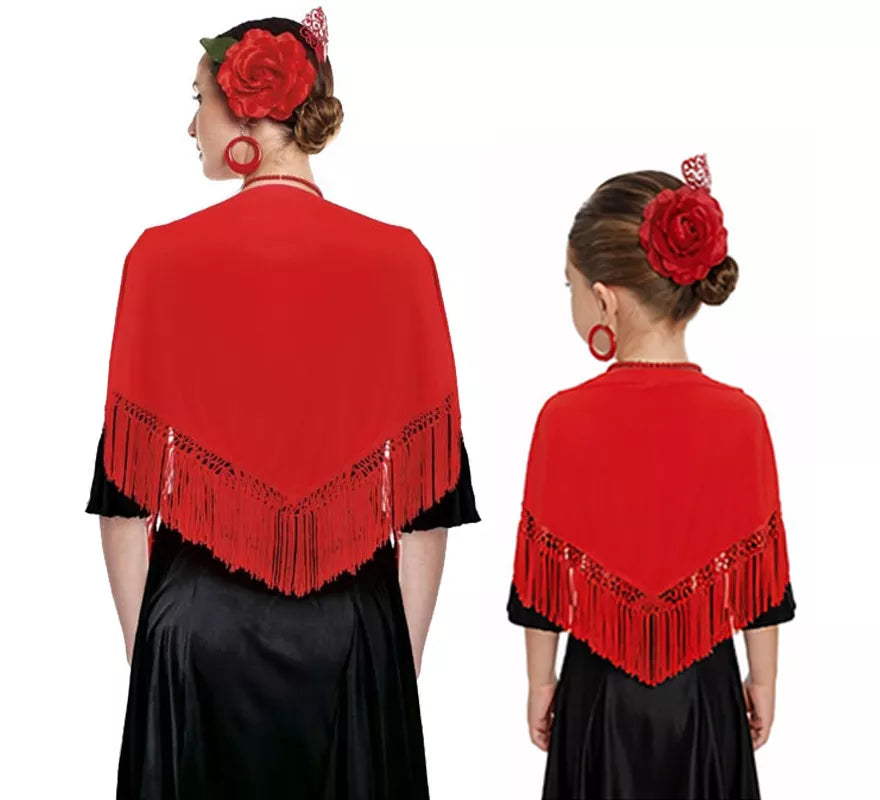 Mantón con flecos en varios colores de 120x45