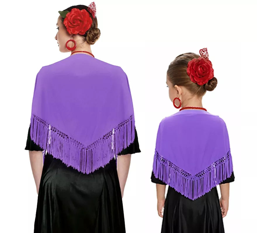 Mantón con flecos en varios colores de 120x45