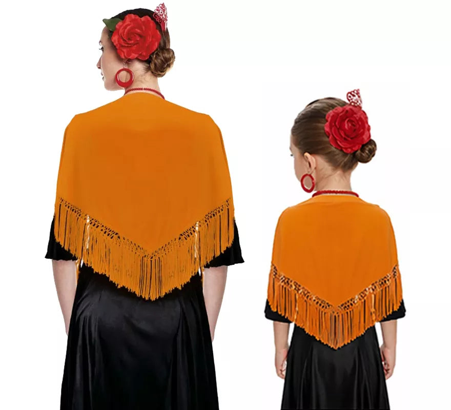 Mantón con flecos en varios colores de 120x45