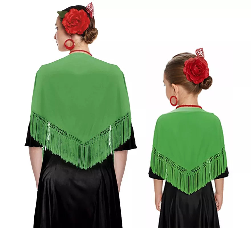 Mantón con flecos en varios colores de 120x45