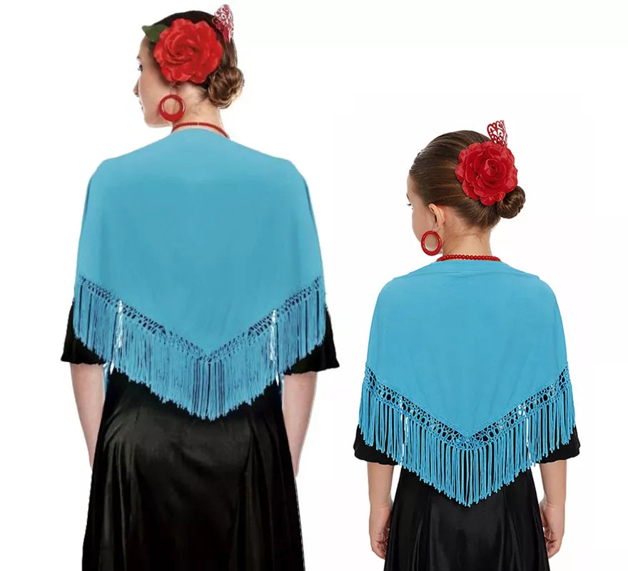 Mantón con flecos en varios colores de 120x45