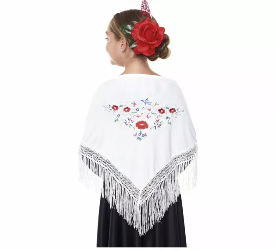 Translation missing: en.Mantón Sevillana o Chulapa bordado de 120x45 cm para niña en varios colores