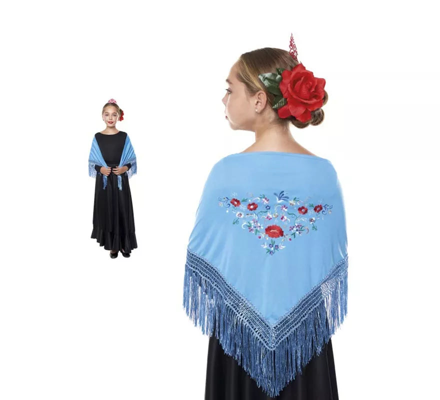 Translation missing: en.Mantón Sevillana o Chulapa bordado de 120x45 cm para niña en varios colores