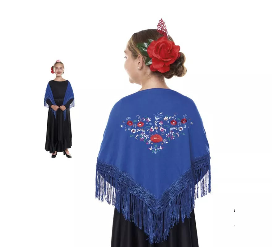 Translation missing: en.Mantón Sevillana o Chulapa bordado de 120x45 cm para niña en varios colores