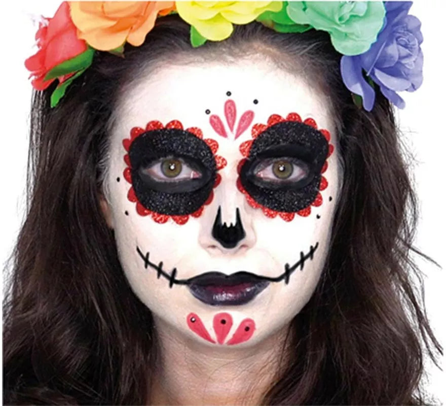 Maquillaje de Catrina bordes rojos