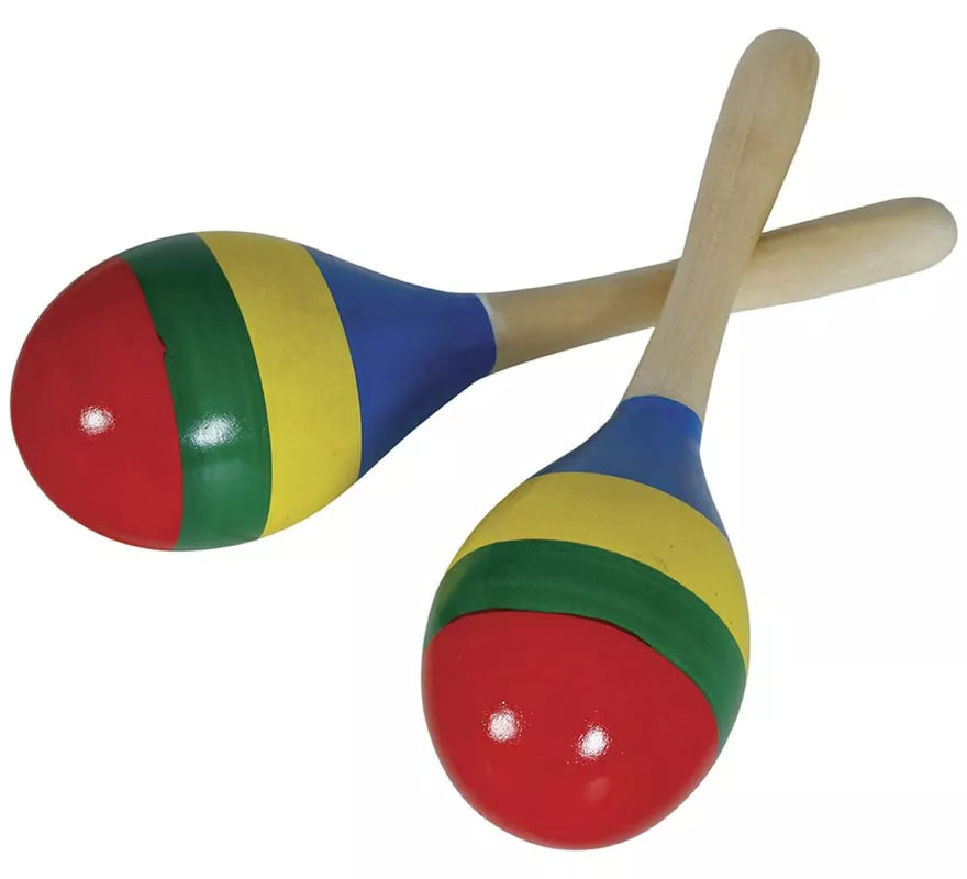 Maraca multicolor de madera de 20 cm