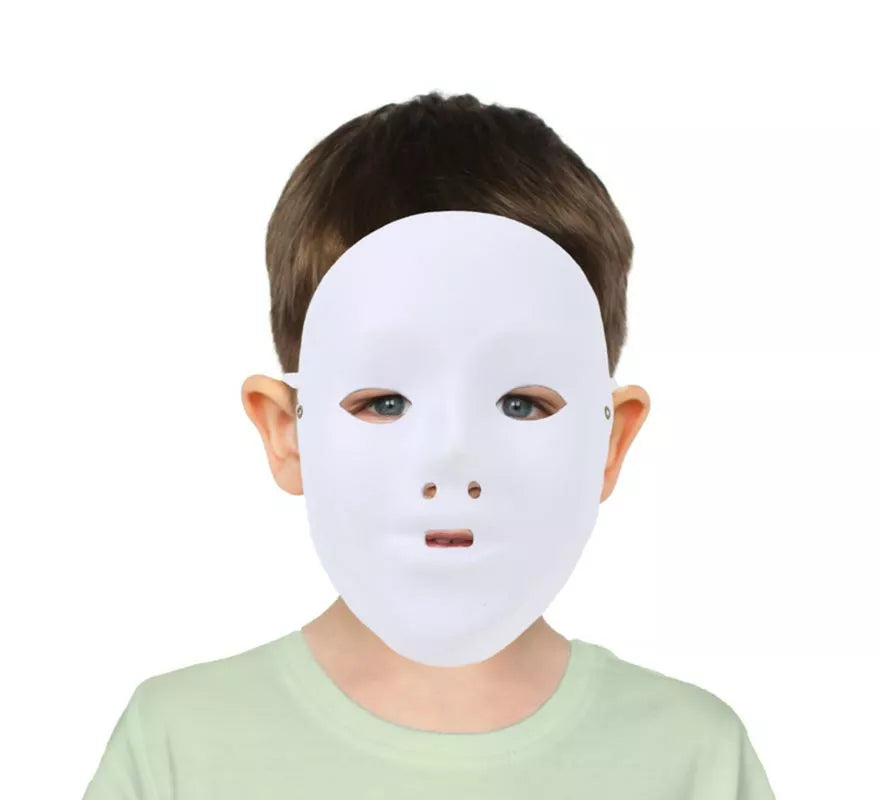 Máscara blanca de papel terrorífica infantil