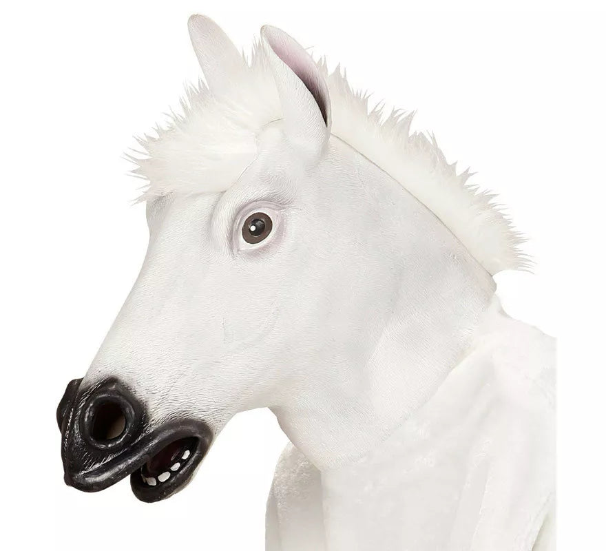 Máscara Cabeza de Caballo Blanco con pelo