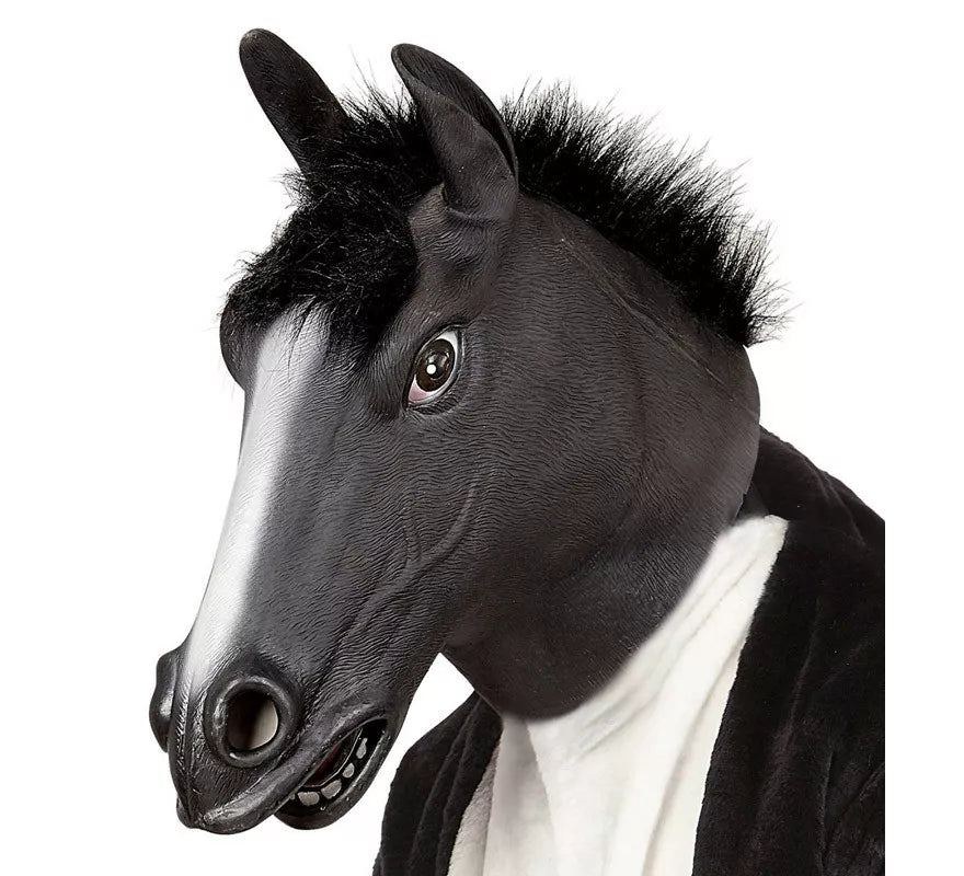 Máscara Cabeza de Caballo Negro con pelo