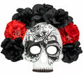 Máscara Calavera Día de Los Muertos con Rosas negras y rojas