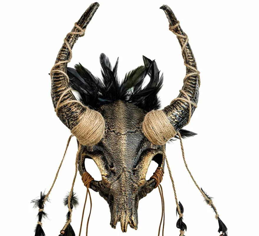 Translation missing: en.Máscara Chamán Calavera con Plumas