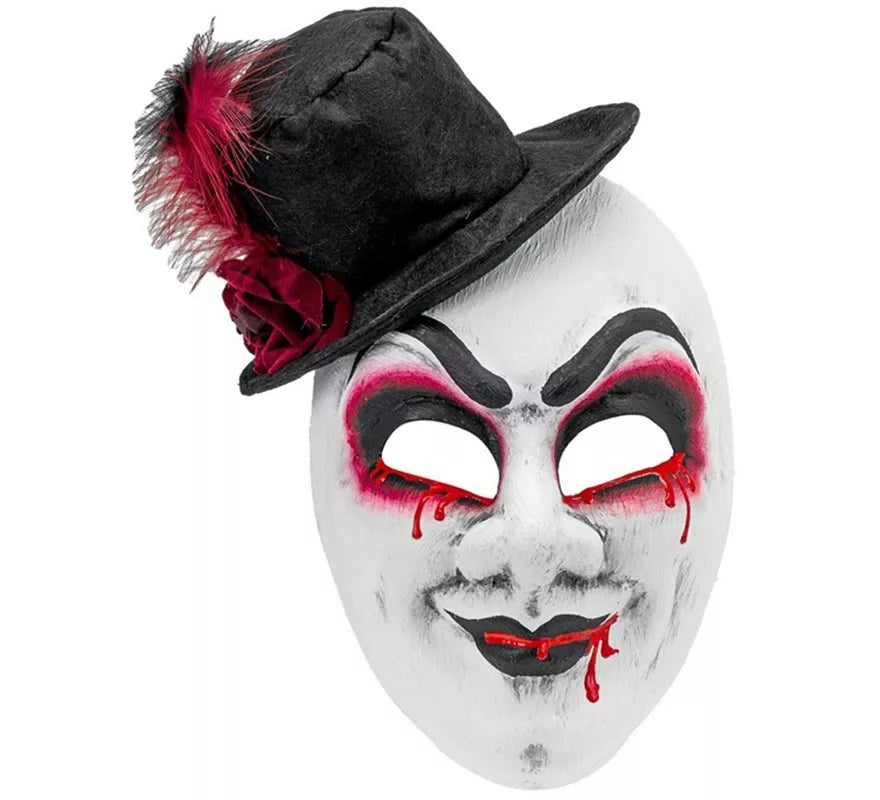 Translation missing: en.Máscara de Arlequín Sangrante con Sombrero Comedia del Arte