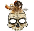 Máscara de Calavera Vudú con Plumas sin Barbilla