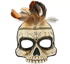 Voodoo Skull Mask with Feathers without Chin