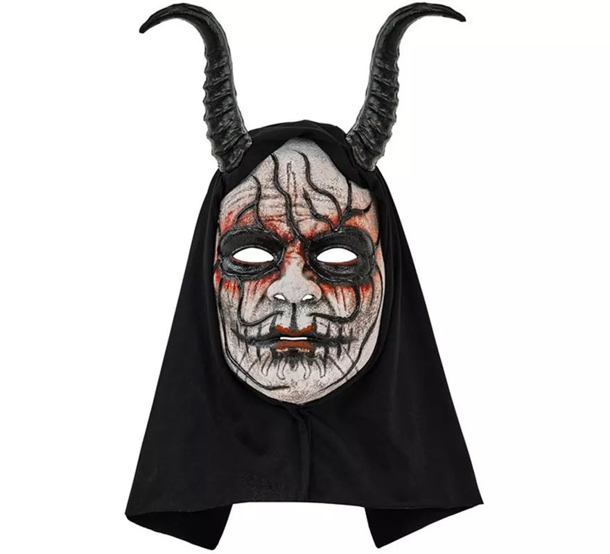 Máscara de Demonio Hombre con Capucha Comedia de Arte