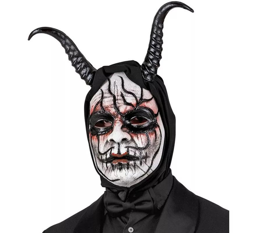 Máscara de Demonio Hombre con Capucha Comedia de Arte