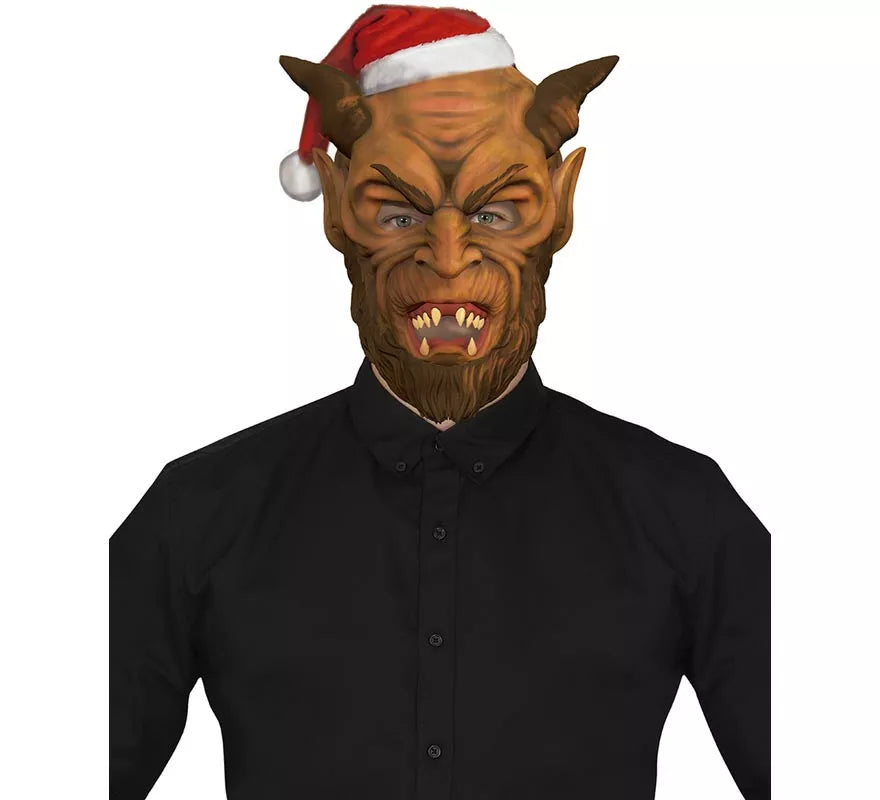 Máscara de Demonio Krampus con gorro de Papá Noel