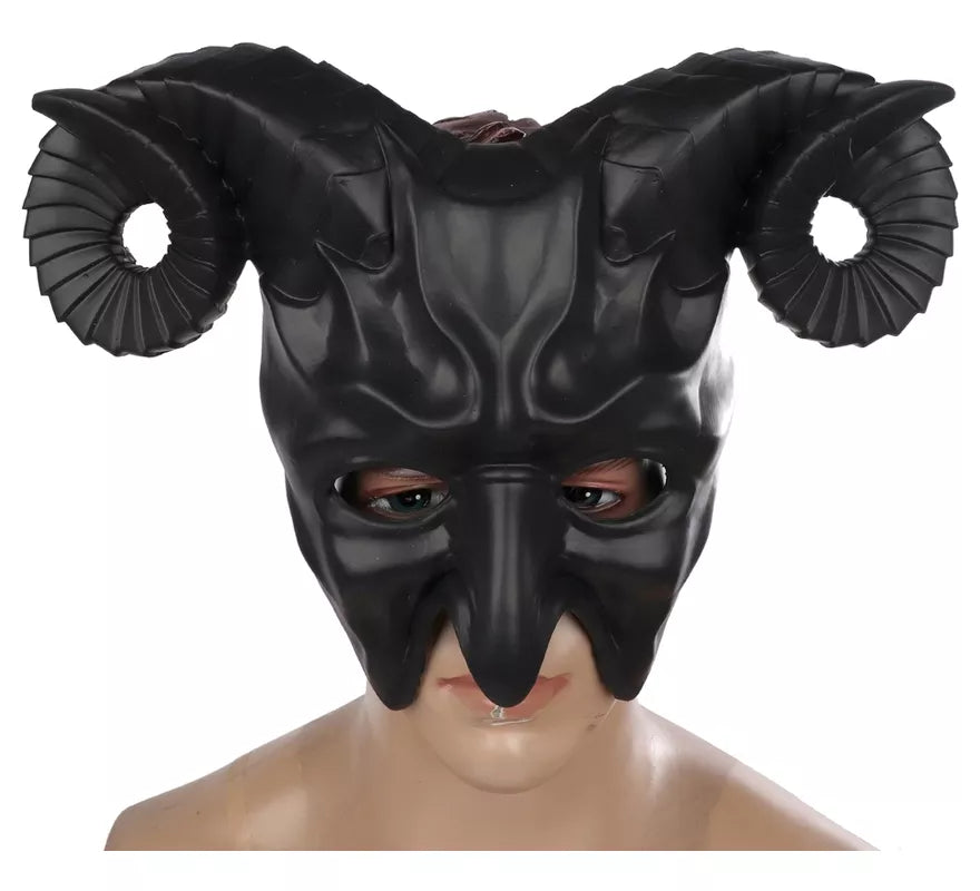 Máscara de Diablo con Cuernos negra de 52x36x40 cm