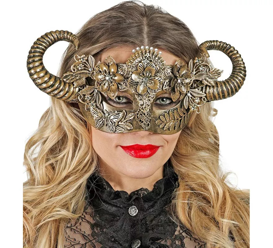 Máscara de Diablo Teatral oro