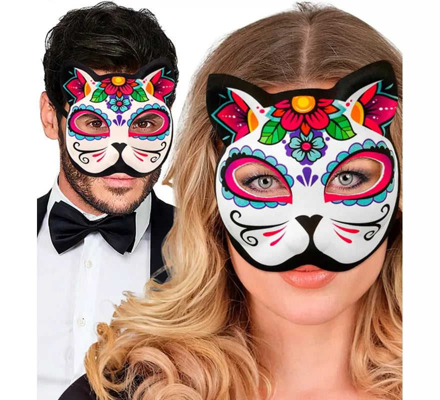 Translation missing: en.Máscara de Gato Catrina Día de Los Muertos sin Barbilla