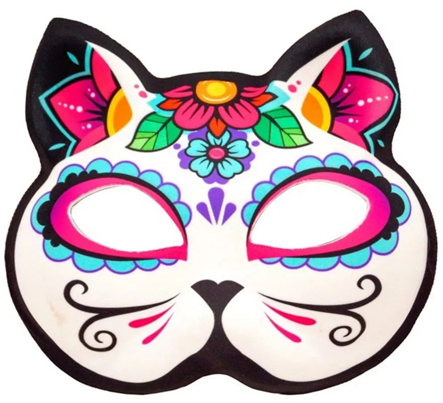 Translation missing: en.Máscara de Gato Catrina Día de Los Muertos sin Barbilla