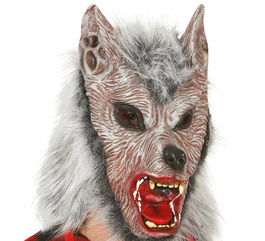 Máscara de Lobo Feroz con Pelo de Látex