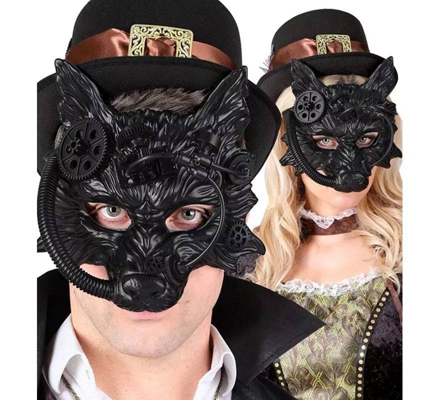 Máscara de Lobo Steampunk negro