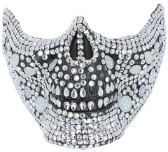 Skull Half Face Mask with Rhinestones