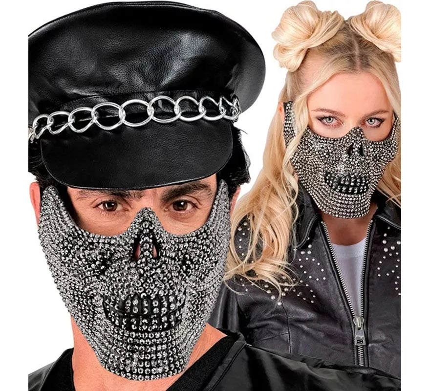 Translation missing: en.Máscara de Media Cara de Calavera con Strass