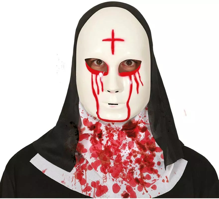 Máscara de Monja Satánica con Cruz