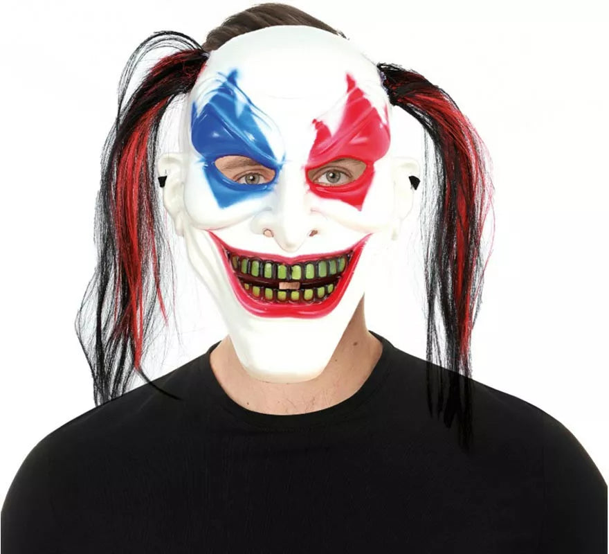 Translation missing: en.Máscara de Payaso bicolor con coletas de plástico