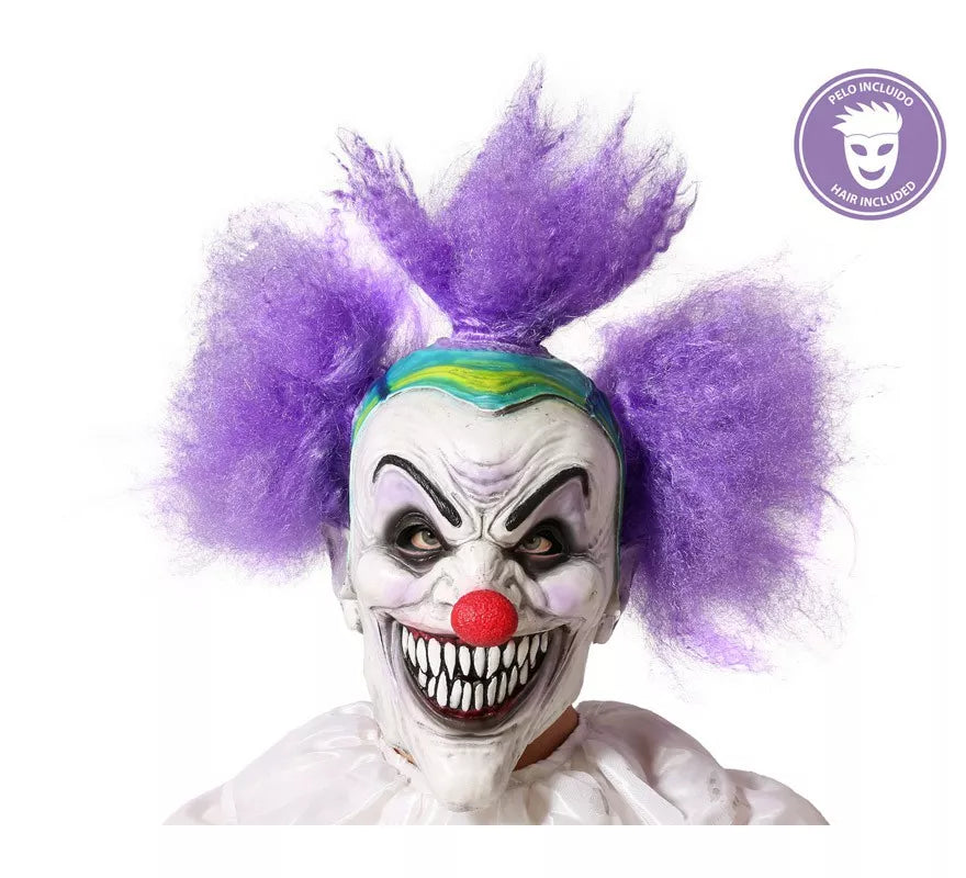 Translation missing: en.Máscara de Payaso con Cabello Morado de Látex