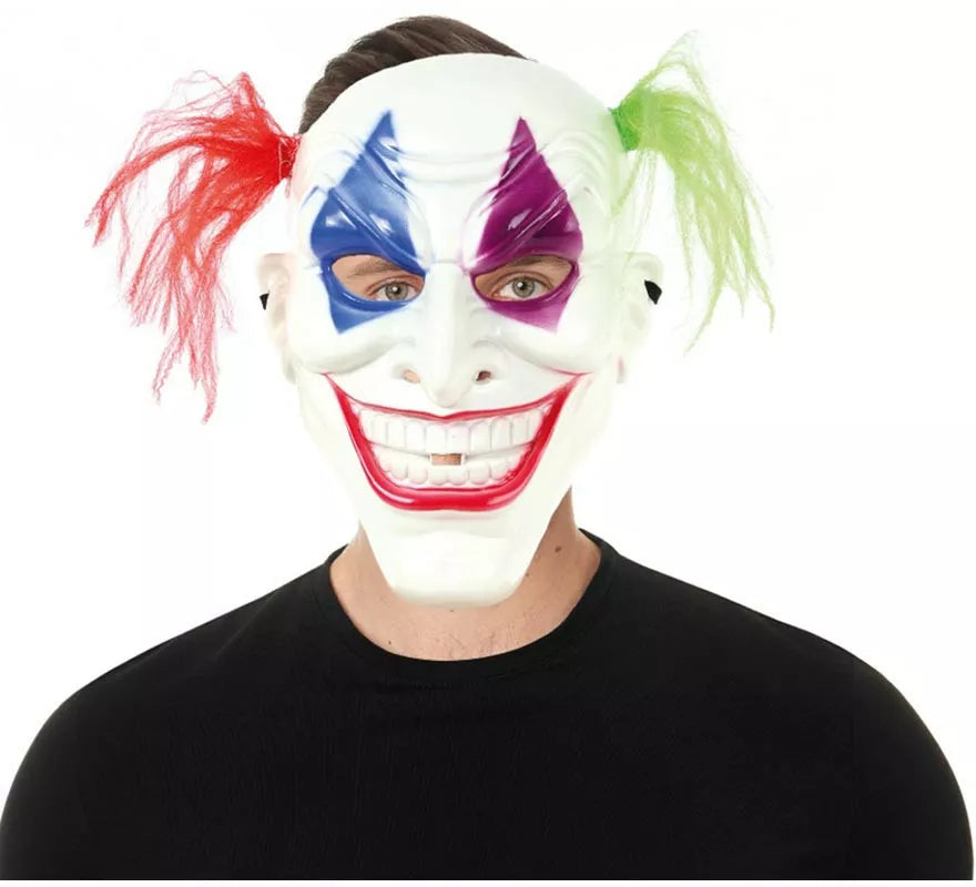 Translation missing: en.Máscara de Payaso con pelo bicolor de plástico