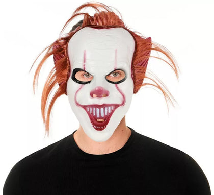 Máscara de Payaso con pelo rojo de plástico