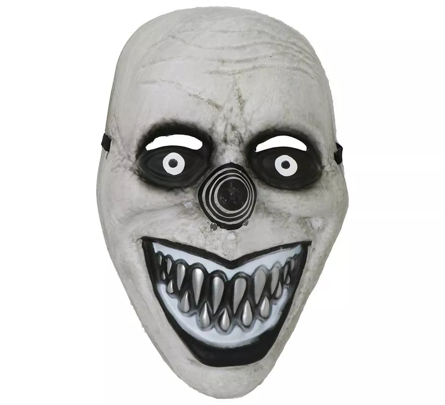 Máscara de Payaso Sonriente Gris de PVC