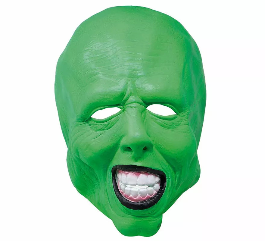 Máscara de Personaje Verde Alocado de Látex