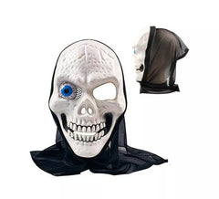 White Skull Mask Blue Eye Fabric