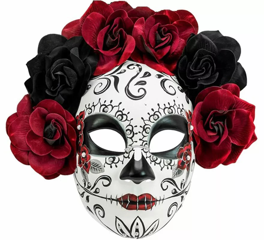 Máscara Día de Los Muertos con Rosas