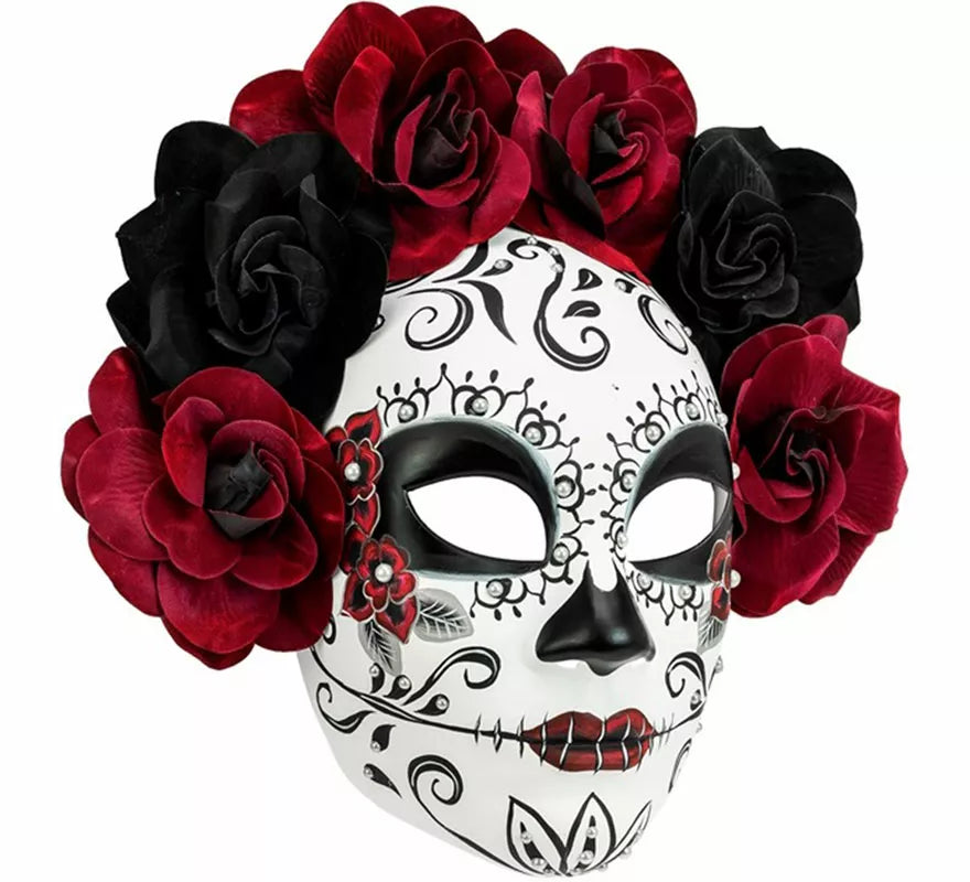 Máscara Día de Los Muertos con Rosas