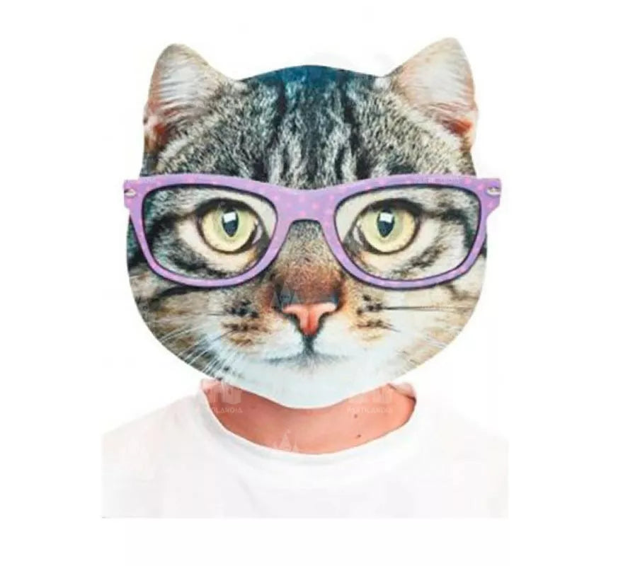 Translation missing: en.Máscara Gato con gafas estampado