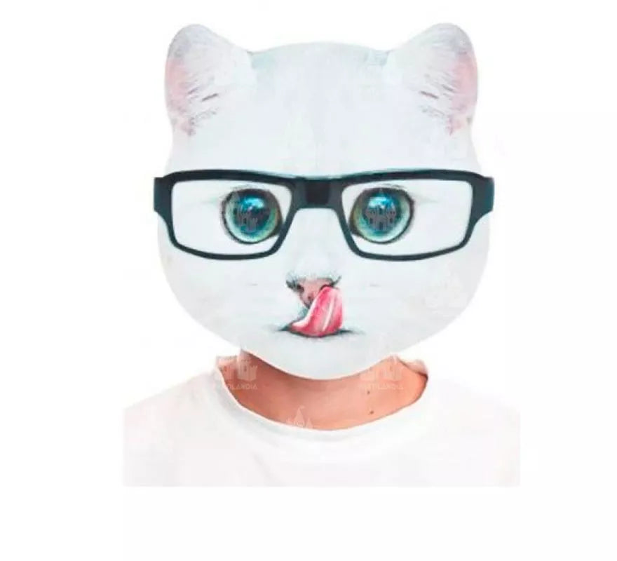 Máscara Gato gafas negras estampado