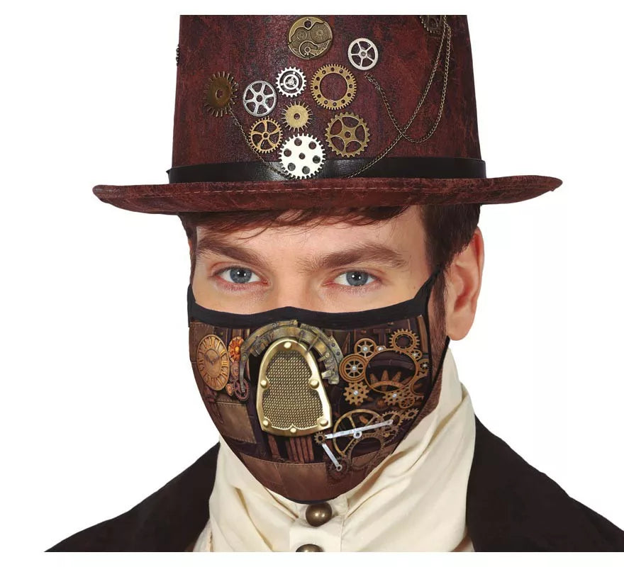 Translation missing: en.Mascarilla 3 Capas de Tela Steampunk para adultos