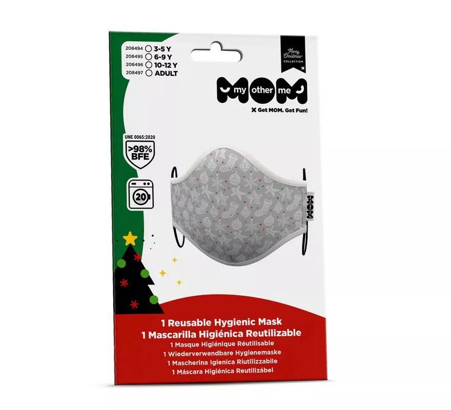 Translation missing: en.Mascarilla higiénica adultos Gris Adornos Navidad