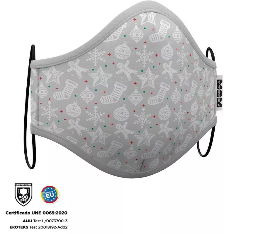 Mascarilla higiénica adultos Gris Adornos Navidad