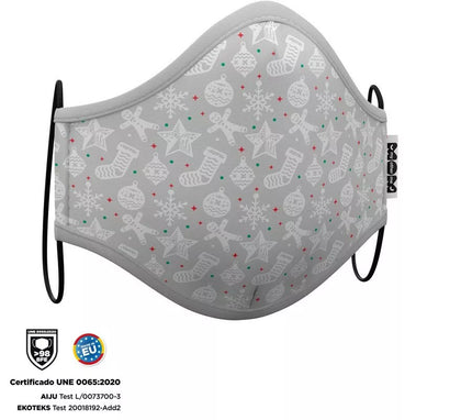 Mascarilla higiénica adultos Gris Adornos Navidad
