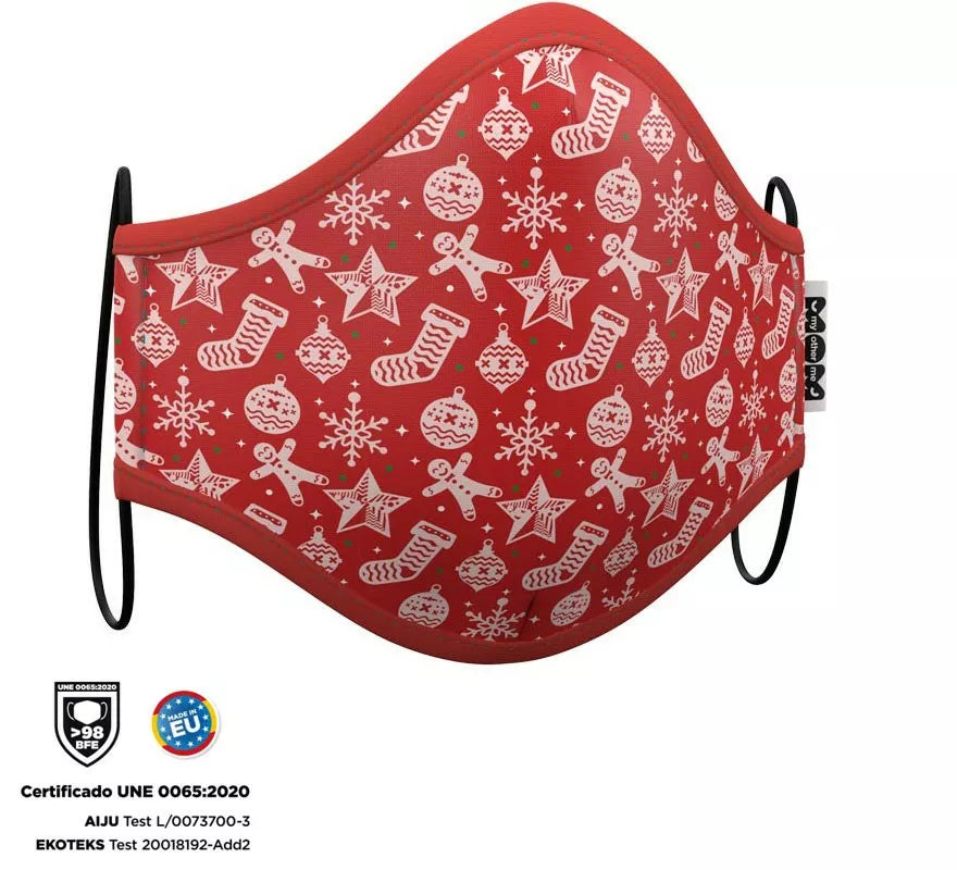 Mascarilla higiénica adultos Roja Adornos Navidad