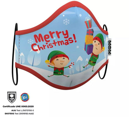 Mascarilla higiénica infantil Elfos Navidad